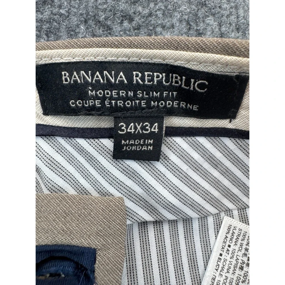 Banana Republic Dress Pants Mens 34x34 Brown Wool Modern Slim Fit Office Career